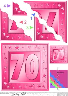 70th Bright Metallic Age Wavy Corner Side Stacker Topper