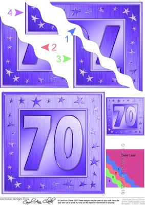 70th Bright Metallic Age Wavy Corner Side Stacker Topper