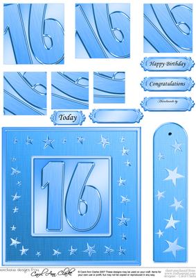 16th Bright Metallic Age Quick Card with Twisted Pyramage