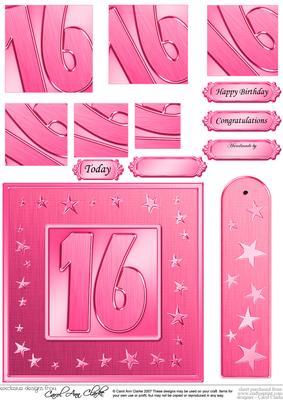 16th Bright Metallic Age Quick Card with Twisted Pyramage
