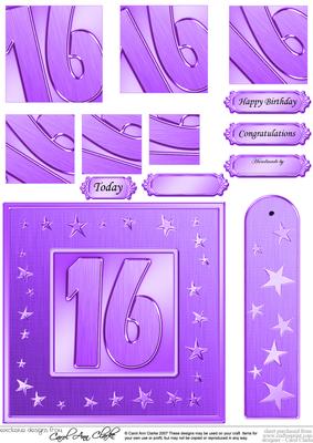 16th Bright Metallic Age Quick Card with Twisted Pyramage