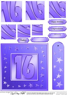 16th Bright Metallic Age Quick Card with Twisted Pyramage