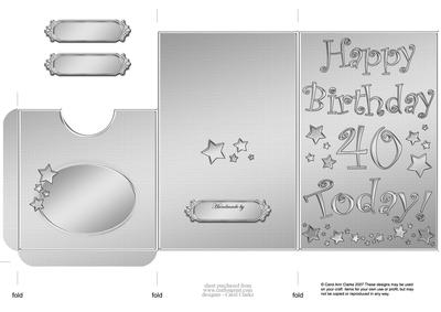 40th Birthday Metallic Age Lottery or Gift Token Wallet Card