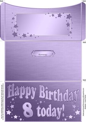 8th Birthday Metallic Age Money or Gift Wallet and Card
