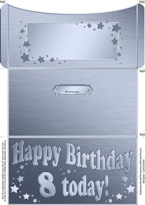 8th Birthday Metallic Age Money or Gift Wallet and Card