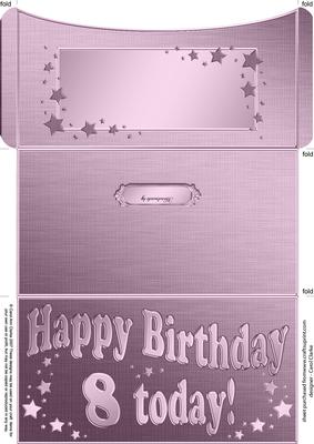 8th Birthday Metallic Age Money or Gift Wallet and Card