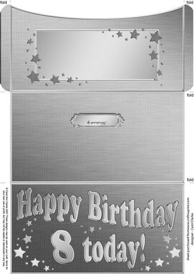 8th Birthday Metallic Age Money or Gift Wallet and Card