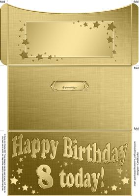 8th Birthday Metallic Age Money or Gift Wallet and Card