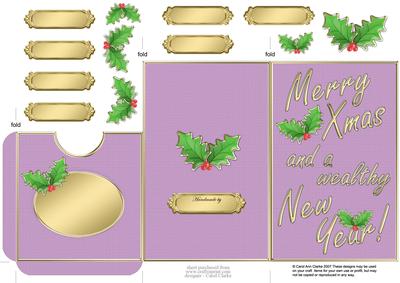 Elegant Christmas Holly Lottery Wallet Card