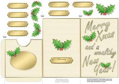 Elegant Christmas Holly Lottery Wallet Card