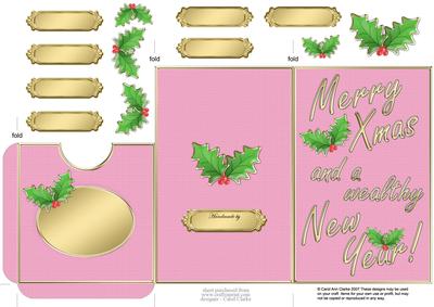 Elegant Christmas Holly Lottery Wallet Card