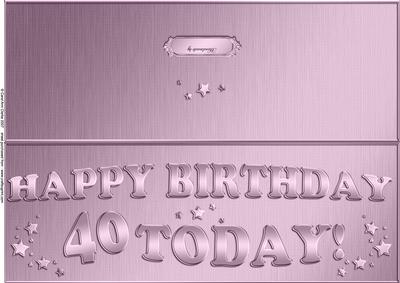 Large Dl 40th Birthday Quick Cut and Fold Card