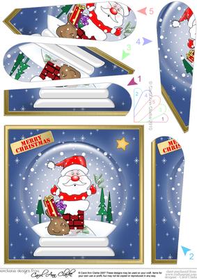 Santa Got Stuck Snowglobe Fan Pyramage Topper