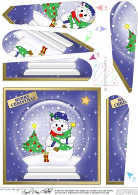 Christmas Snowman Snowglobe Fan Pyramage Topper