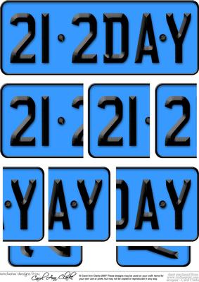 21st Birthday Fun Novelty Number Plate with Side Stacker