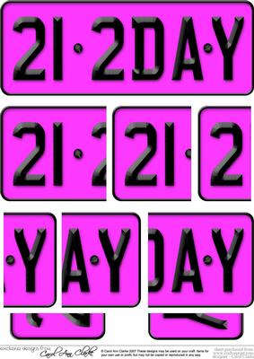 21st Birthday Fun Novelty Number Plate with Side Stacker