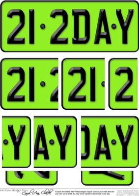 21st Birthday Fun Novelty Number Plate with Side Stacker