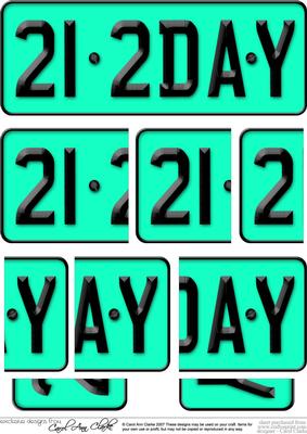 21st Birthday Fun Novelty Number Plate with Side Stacker
