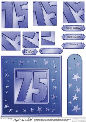 75th Bright Metallic Age Wavy Corner Side Stacker Topper