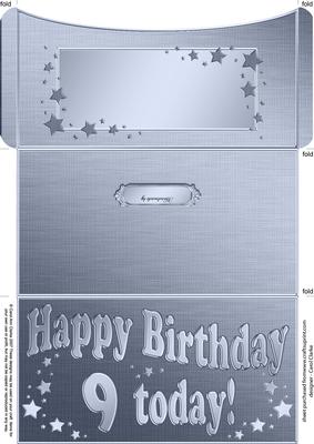 9th Birthday Metallic Age Money or Gift Wallet and Card