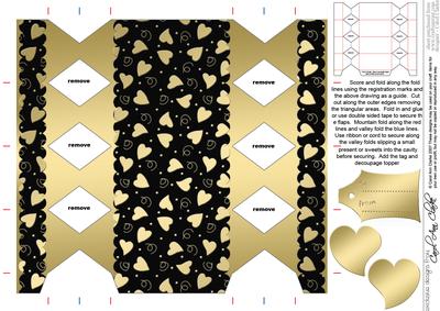 Gold Hearts Cracker Shaped Treat or Favour Box