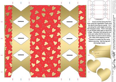 Gold Hearts Cracker Shaped Treat or Favour Box