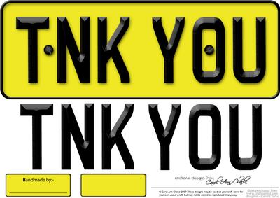 Large Dl Thank You Novelty Number Plate N 3D Decoupage