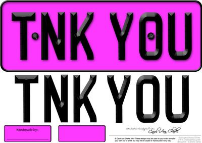Large Dl Thank You Novelty Number Plate N 3D Decoupage