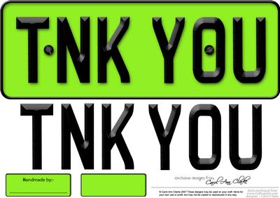 Large Dl Thank You Novelty Number Plate N 3D Decoupage