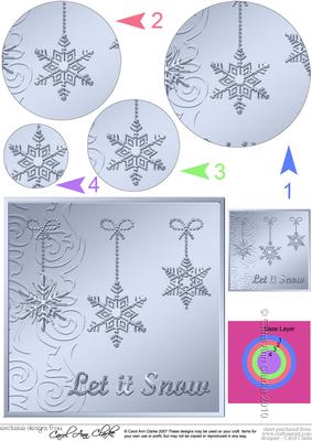 Xmas Snowflakes Quick Card with Circle Pyramage Topper