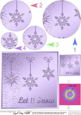 Xmas Snowflakes Quick Card with Circle Pyramage Topper