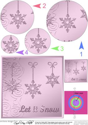 Xmas Snowflakes Quick Card with Circle Pyramage Topper