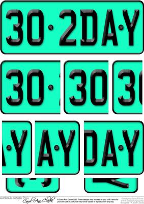 30th Birthday Fun Novelty Number Plate with Side Stacker