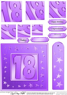18th Bright Metallic Age Quick Card with Twisted Pyramage