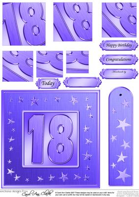 18th Bright Metallic Age Quick Card with Twisted Pyramage