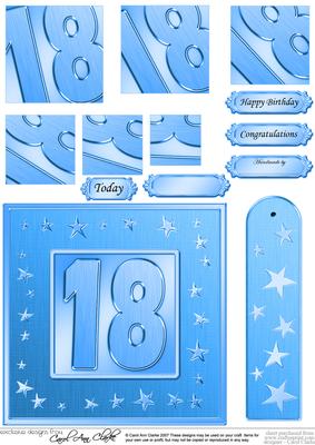 18th Bright Metallic Age Quick Card with Twisted Pyramage