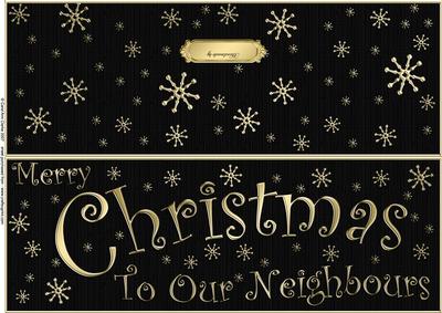 Large Dl Merry Christmas Neighbours Quick Cut and Fold Card