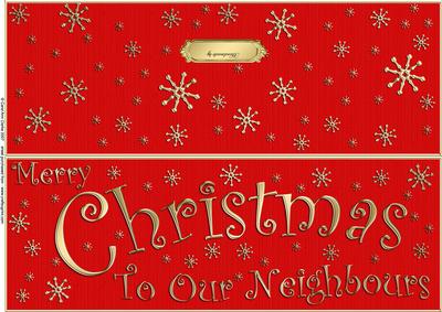 Large Dl Merry Christmas Neighbours Quick Cut and Fold Card