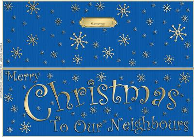 Large Dl Merry Christmas Neighbours Quick Cut and Fold Card