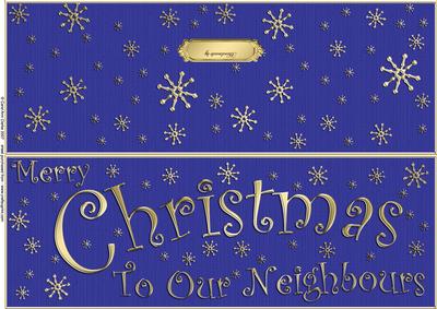 Large Dl Merry Christmas Neighbours Quick Cut and Fold Card