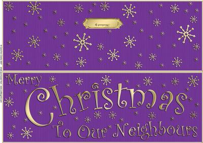Large Dl Merry Christmas Neighbours Quick Cut and Fold Card