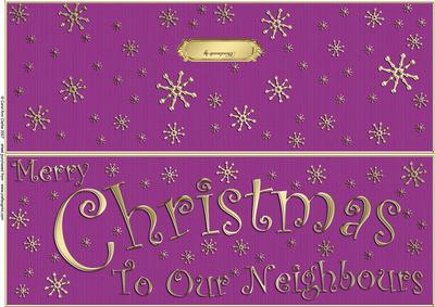 Large Dl Merry Christmas Neighbours Quick Cut and Fold Card