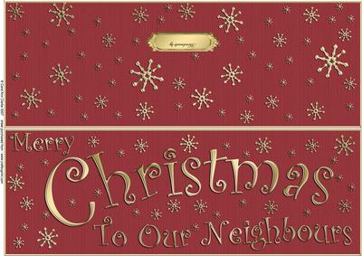 Large Dl Merry Christmas Neighbours Quick Cut and Fold Card