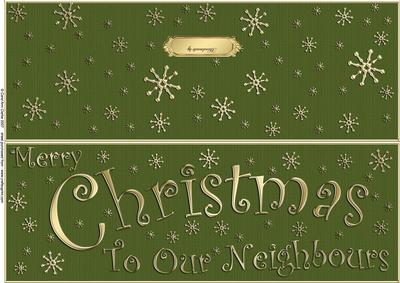 Large Dl Merry Christmas Neighbours Quick Cut and Fold Card