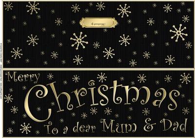 Large Dl Merry Christmas Mum and Dad Quick Cut and Fold Card