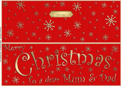 Large Dl Merry Christmas Mum and Dad Quick Cut and Fold Card
