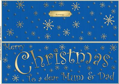 Large Dl Merry Christmas Mum and Dad Quick Cut and Fold Card