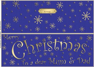 Large Dl Merry Christmas Mum and Dad Quick Cut and Fold Card
