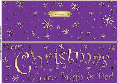 Large Dl Merry Christmas Mum and Dad Quick Cut and Fold Card
