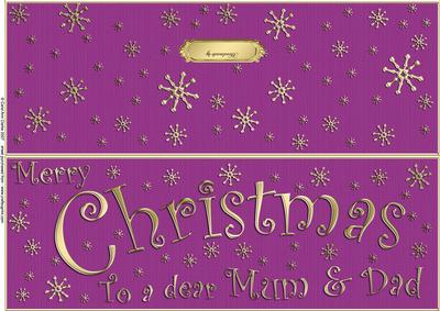 Large Dl Merry Christmas Mum and Dad Quick Cut and Fold Card
